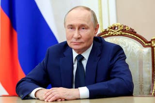 Russian President Vladimir Putin makes a video address on the occasion of the 180th anniversary of the Russian Geographical Society at the Kremlin, in Moscow, Russia, Monday, Aug 18